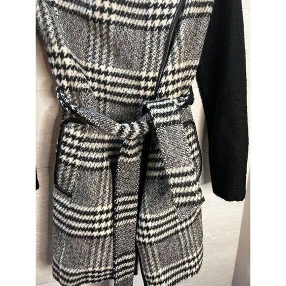 Guess‎ Plaid Houndstooth Wool Trench Coat Blazer Small - Picture 8 of 11